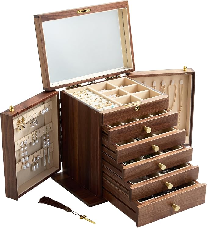 6-Layer Black Walnut Wooden Jewelry Box by YANSHING