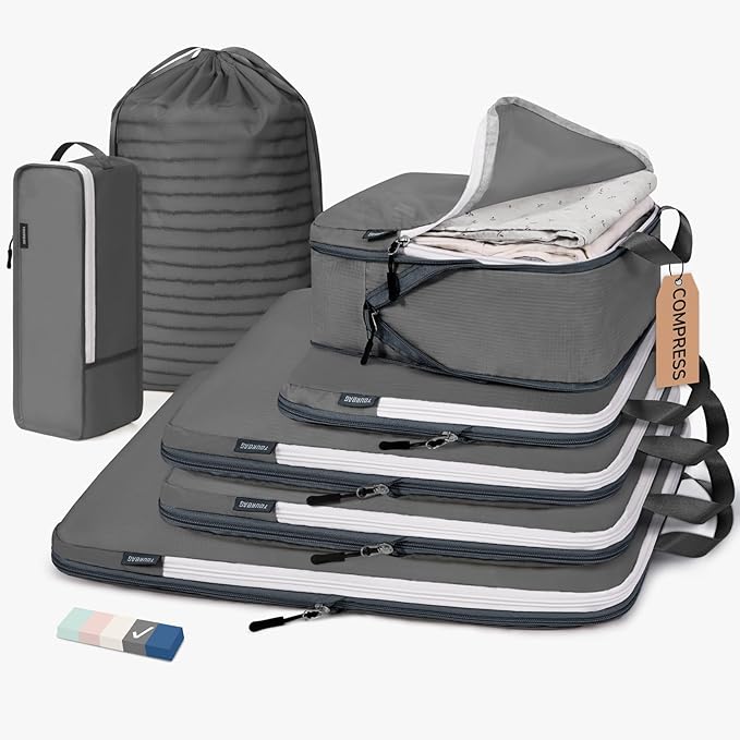 CherryNow Compression Packing Cubes, 7 Set Packing Cubes Compression, Travel by CherryNow