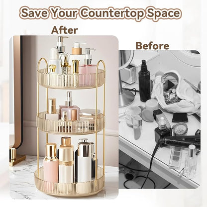 360° Rotating Makeup Organizer for Vanity, 3 Tier Perfume Organizers - Image 5