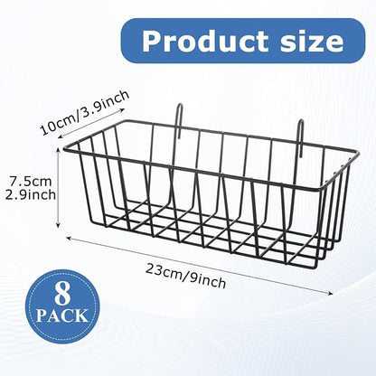 8 Pcs Wire Basket, Grid Panel Hanging Storage Baskets - Image 2