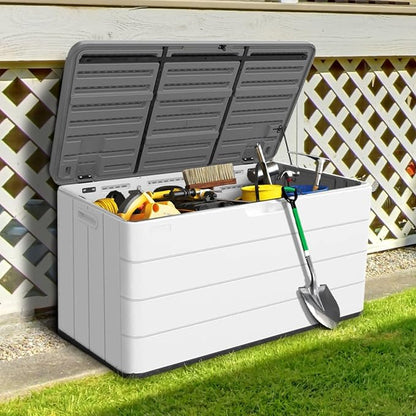 ZZM 110 Gallon Lockable Resin Deck Box, Waterproof Outdoor Storage Box - Image 3