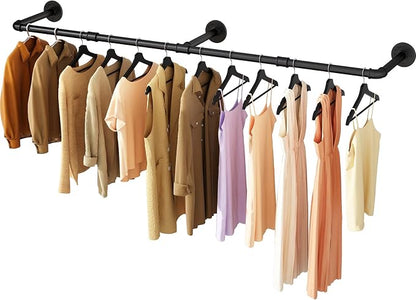 Wall Mounted Clothes Rack 72.5in, Industrial Pipe Clothing Racks Wall Mount by UlSpeed