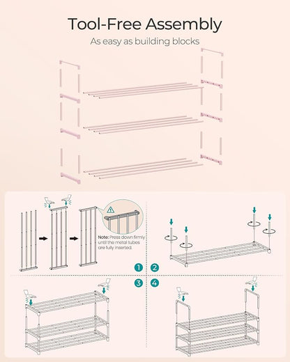 SONGMICS Shoe Rack, 3-Tier Shoe Organizer, Metal Storage Shelf, Upright or - Image 5