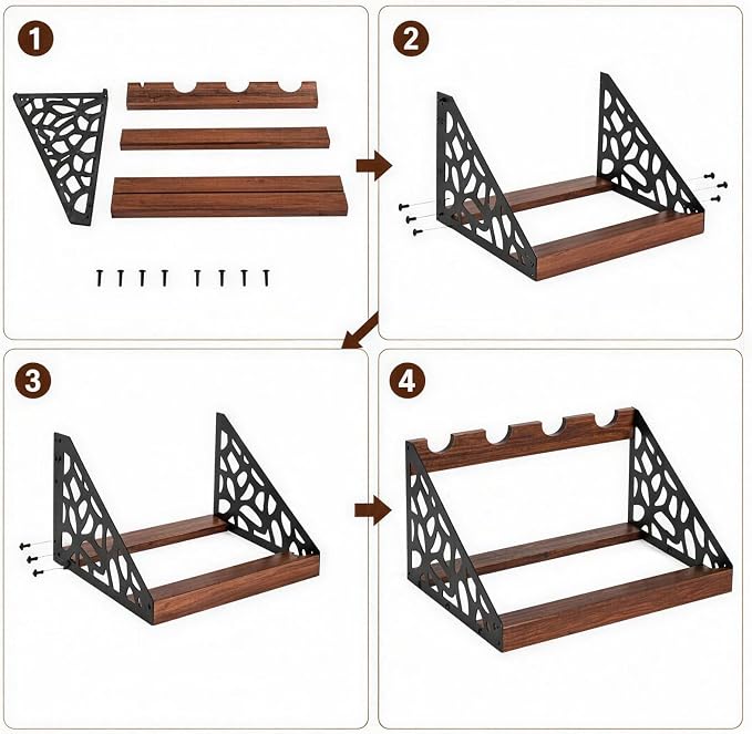 Countertop Wine Rack Display, Wine Bottle Holder, Wood Metal Combination Wine - Image 7