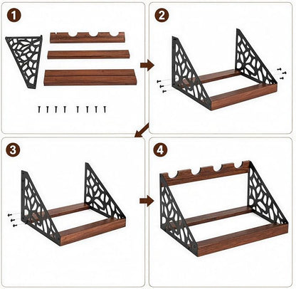 Countertop Wine Rack Display, Wine Bottle Holder, Wood Metal Combination Wine - Image 7
