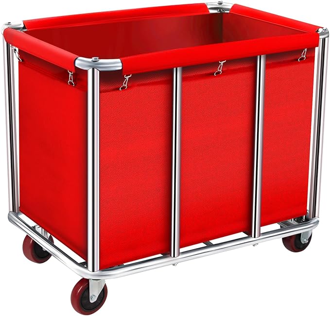 Commercial Laundry Cart with Wheels, 11.35 Bushel Large Rolling Laundry Hamper by frides