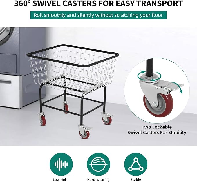 Large Rolling Laundry Cart - Image 4