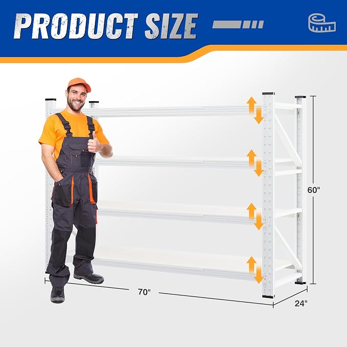 BYNSOE 60" W Storage Shelves 5000lbs Garage Metal Shelving Heavy Duty Garage - Image 2