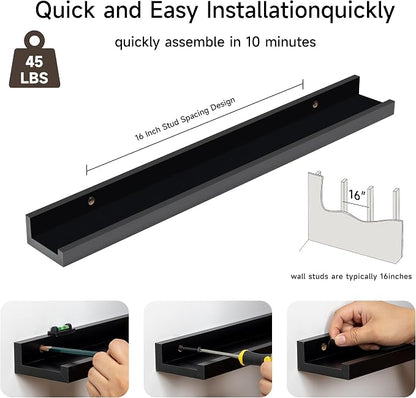Fun Memories Picture Ledge Shelf, 24 Inch Floating Shelves Set of 2, Nursery - Image 5