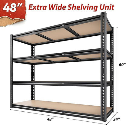 ROOMFAVE 48" W Garage Shelving 4-Tier Storage Shelves 2300LBS - Image 3