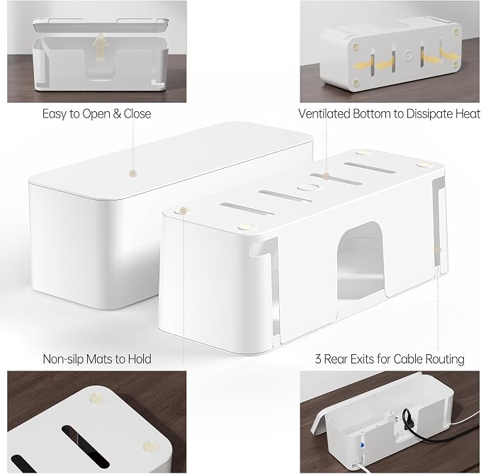 YECAYE 2 Pack Cable Management Box, Pet Friendly Cord Organizer Box - Image 7