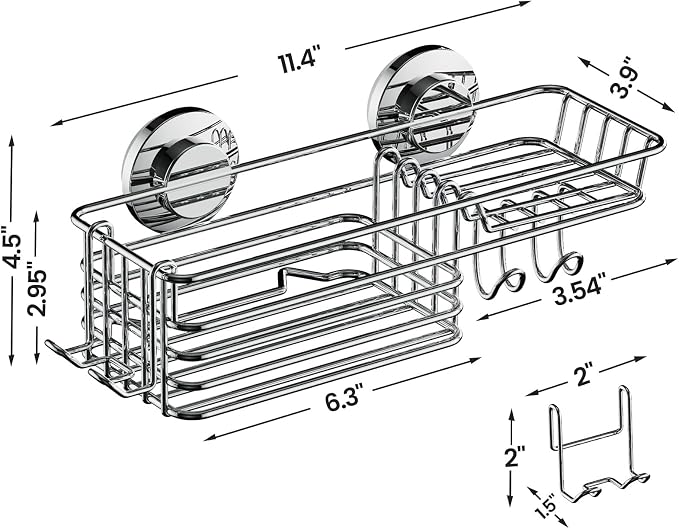 LEVERLOC Shower Caddy Suction Cup, Shelves - Image 3