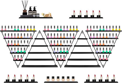 10PCS Nail Polish Rack Wall Mounted Shelf, 5 Tiers Black Triangular Display Rack by WETOXL