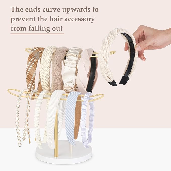 Dahey Headband Holder Organizer Metal 2-Tier Hair Hoop Display Stand Headband - Image 3