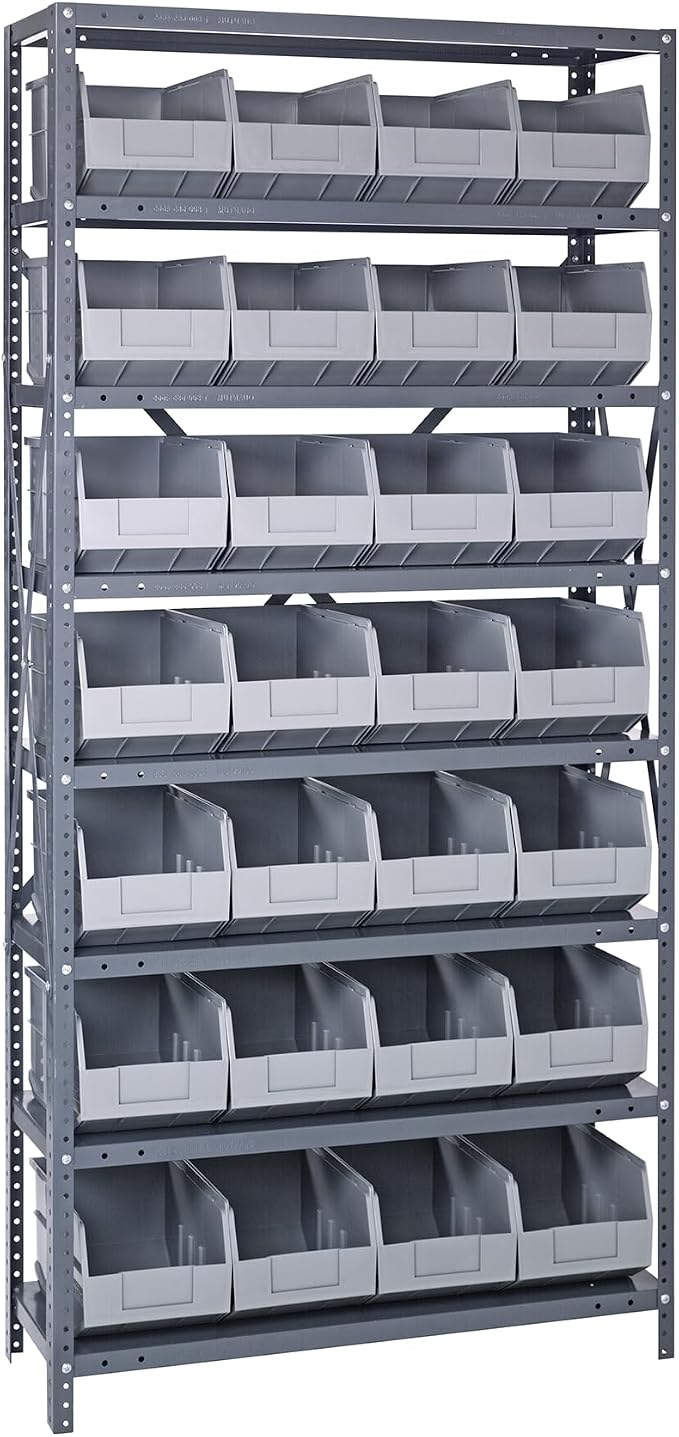 QUANTUM STORAGE SYSTEMS 2475-483GY Solid Heavy Duty 8 Shelves 28 Stackable by QuantumStorageSystems