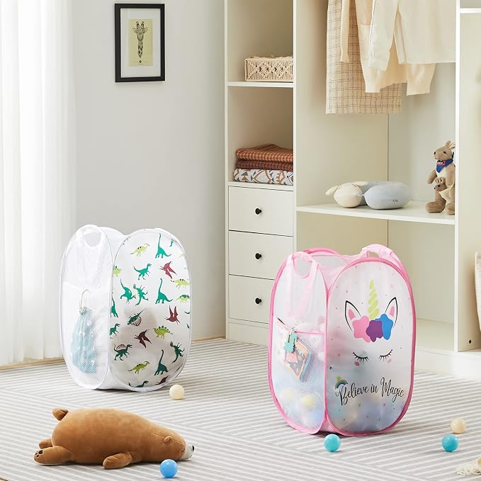 TECHMILLY Collapsible Mesh Pop Up Laundry Hamper - Image 2