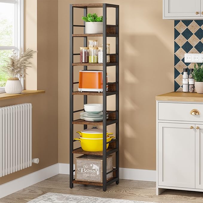 Tribesigns 6-Tier Corner Shelf, 75 Inch Tall Narrow Bookshelf Storage Rack | - Image 5
