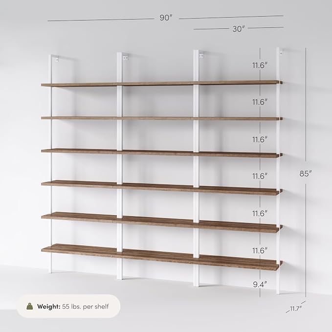 Nathan James Theo 6-Shelf Tall Bookcase, Wall Mount Bookshelf - Image 4