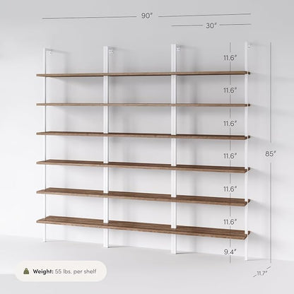 Nathan James Theo 6-Shelf Tall Bookcase, Wall Mount Bookshelf - Image 4