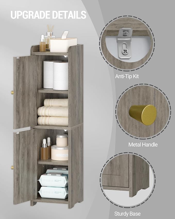 Hzuaneri Bathroom Storage Cabinet, Small Corner Floor Cabinet - Image 6