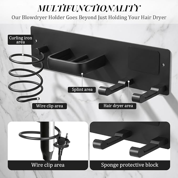 Hair Tool Organizer Wall Mount, Bathroom Storage Rack - Image 3