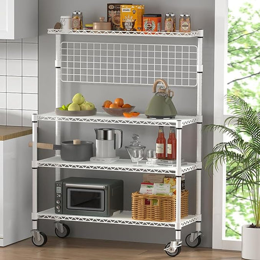 Leteuke Bakers Rack with Storage & Wheels, 42 Inch Microwave Stand Kitchen by Leteuke
