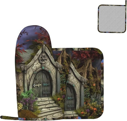 Gothic Fairy Garden Oven Mitts and Pot Holders Sets of 2 Heat Resistant - Image 9