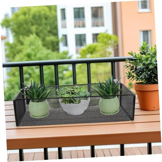Outanaya 1pcs Metal Wire Hanging Planter Rack Space-Saving Balcony Flower Holder - Image 7