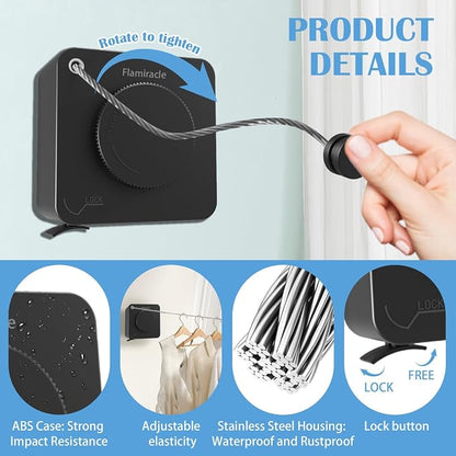 Retractable Clothesline Indoor, Non-Sagging Outdoor Clothes Line Retracting - Image 4