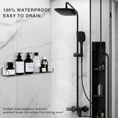 Bakzon Acrylic Shower Shelves 2 Pack – No Drill Adhesive Acrylic Bathroom - Image 6