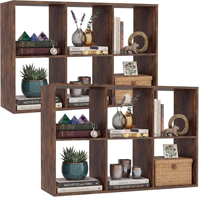POWERSTONE 6 Cube Storage Organizer Set of 2, 3 Tier Cubby Bookshelf by POWERSTONE%C2%AE