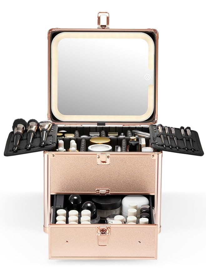 Qislee Makeup Box with Drawer and A Detachable Lighted Mirror, Waterproof by Qislee