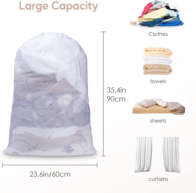 Meowoo Large Mesh Laundry Bag, 24×36inch Heavy Duty Mesh Laundry Bags - Image 3