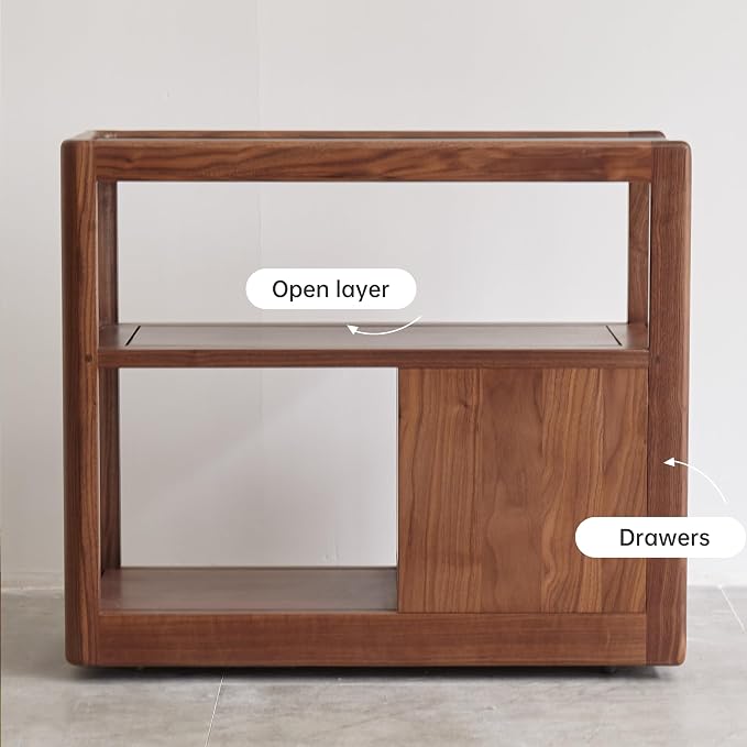 Solid Wood End Table with Storage Drawers, Narrow Side Table - Image 5