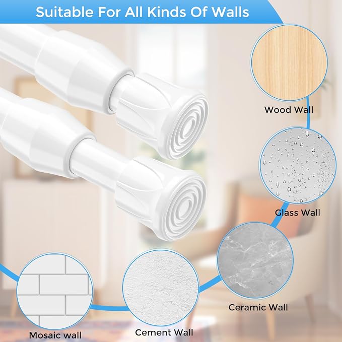 4 Pack Small Tension Rod 12 to 19 Inch Adjustable Tension Curtain Rod Mini - Image 5