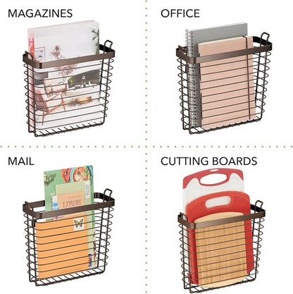 mDesign Metal Wire Farmhouse Wall Mount Magazine Holder, Home Storage Organizer - Image 5