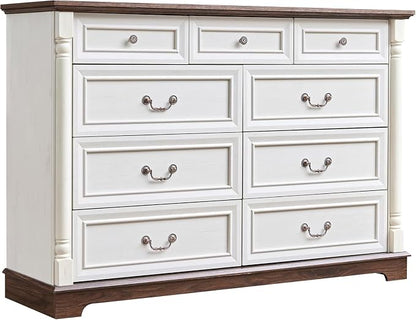Farmhouse 9 Drawer Dressers for Bedroom, Big Dressers by Unknown