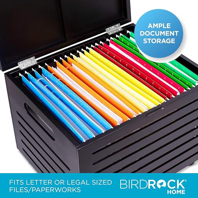 BIRDROCK HOME Bamboo Rolling File Storage Organizer Box - Image 7