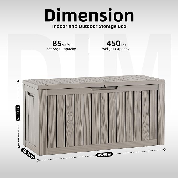 DRATO 85 Gallon Outdoor Storage Box Waterproof, Lockable Resin Deck Box - Image 2