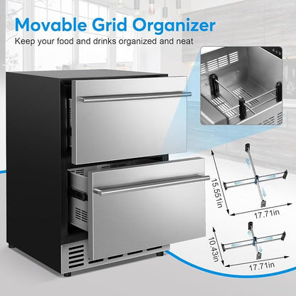 Under Counter Beverage Refrigerator 24 Inch, Outdoor Drawer Fridge Stainless - Image 5