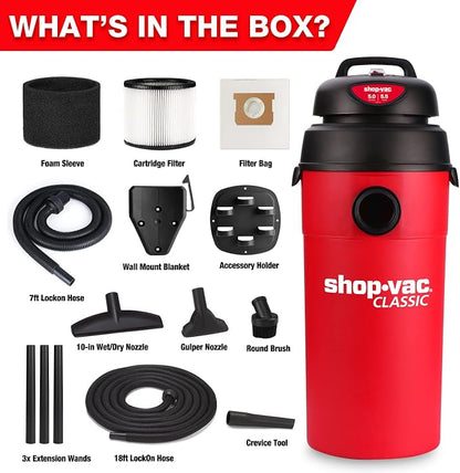 Shop-Vac 5 Gallon 5.5 Peak HP Wet/Dry Vacuum, Wall Mountable Compact Shop Vacuum - Image 7