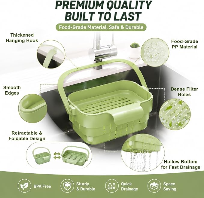Foldable Hanging Sink Drain Basket, 2026 New Stretchable Colander - Image 7