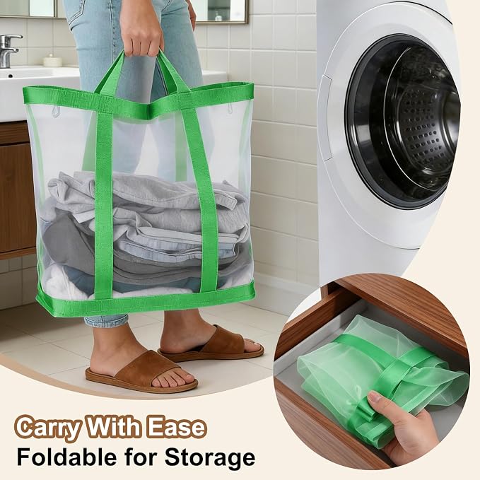 uxcell Collapsible Laundry Basket, Mesh Hamper - Image 4
