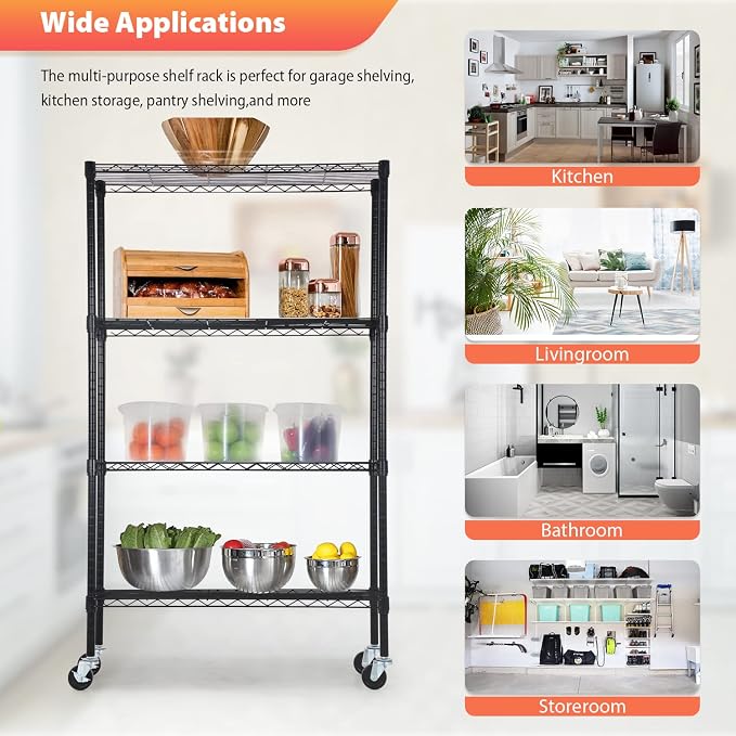 FDW Wire Shelving Storage Shelves 4-Shelf Adjustable NSF Wire Shelf Heavy Duty - Image 8