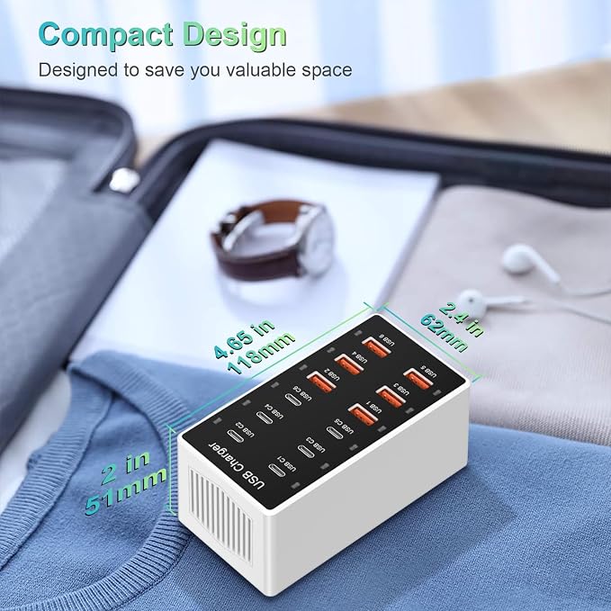 USB C Charging Station Cell Phone Wall Charger 12Ports USBC Fast Charging Power - Image 6