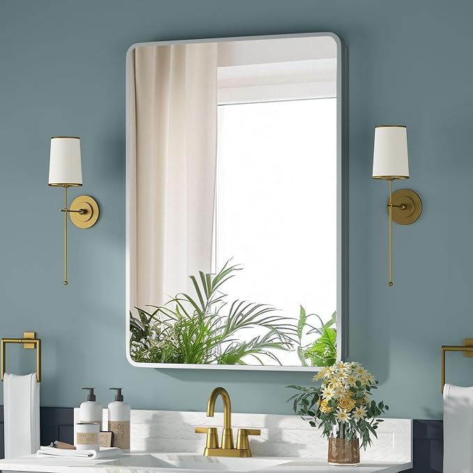 Medicine Cabinet 20 x 28 Inch, Metal Beveled Mirror, Adjustable Shelves - Image 9