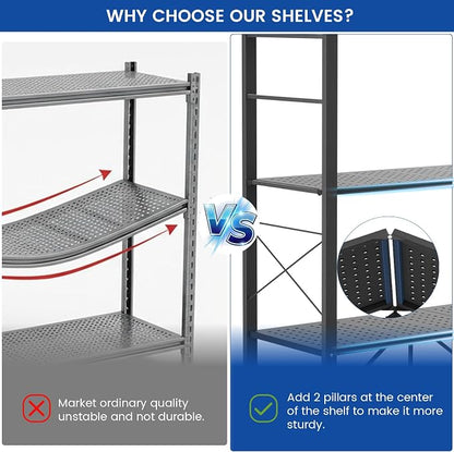 ALANNG 40" W Foldable 5-Tier Storage Shelves on Wheels Adjustable | Removable - Image 5