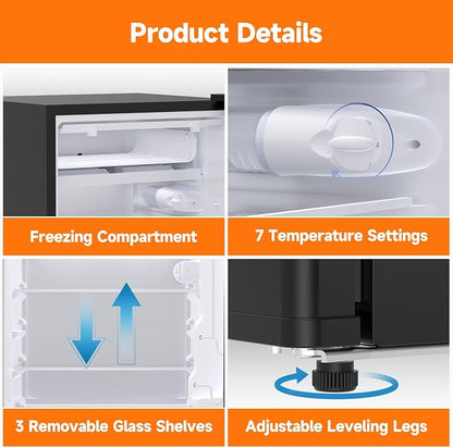 4.3 Cu.Ft Mini Fridge with Freezer, Single Door Refrigerator With 7 Settings - Image 6