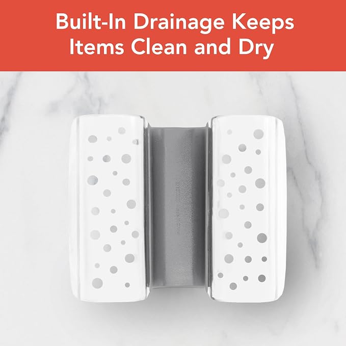 Spectrum Sink Saddle for Kitchen Sink Gray White Sponge and Brush Holder - Image 4