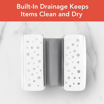 Spectrum Sink Saddle for Kitchen Sink Gray White Sponge and Brush Holder - Image 4